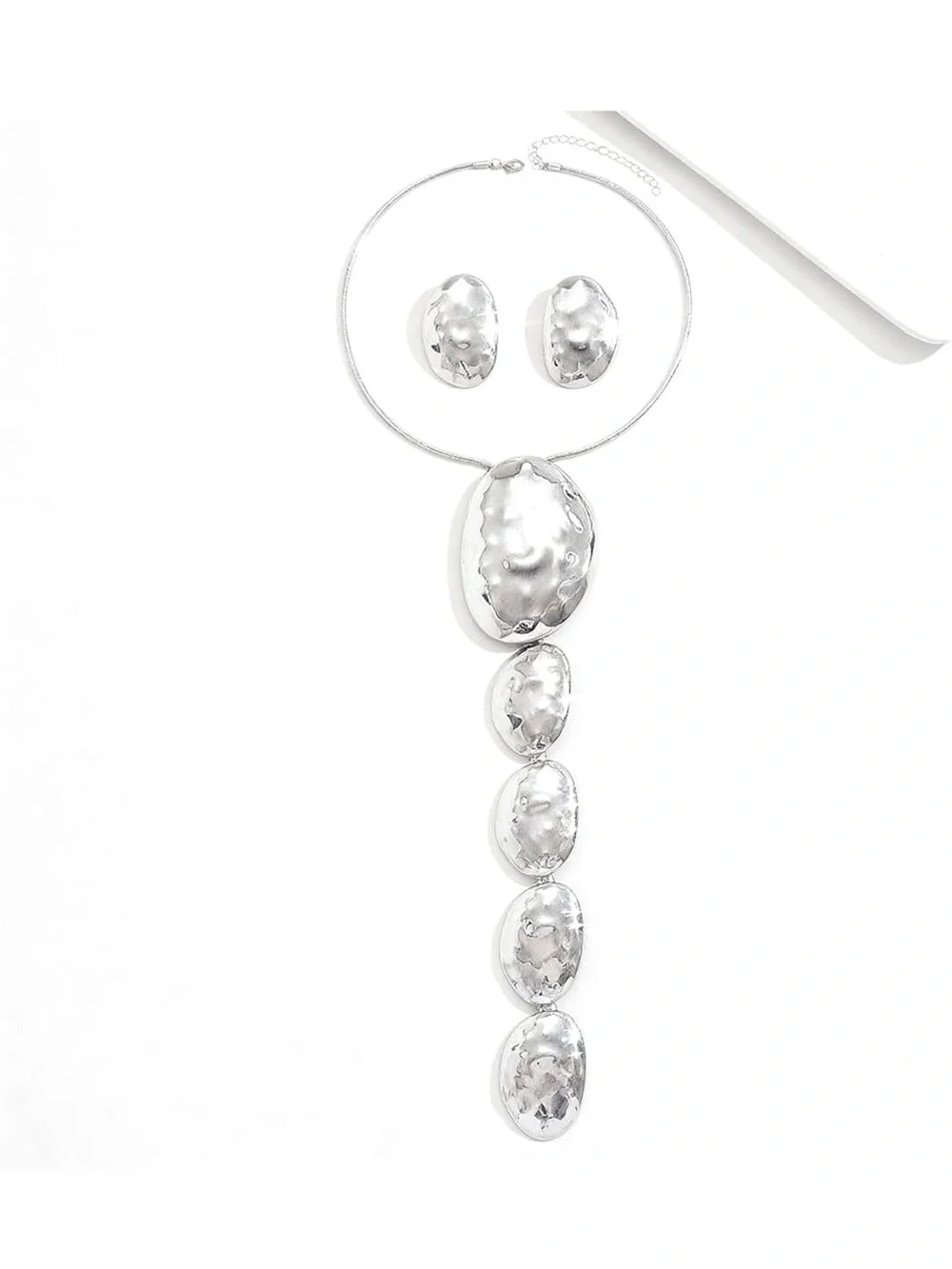 Baroque Silver Medallion Necklace & Earrings